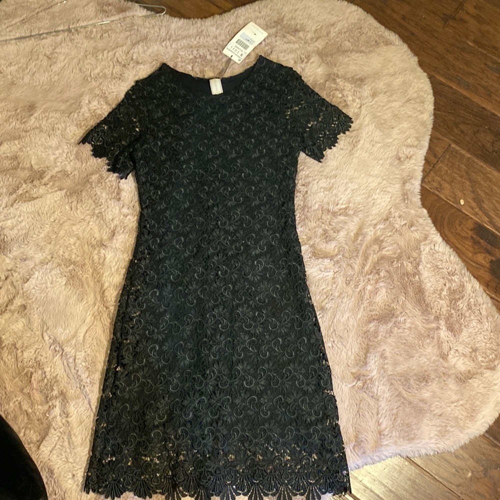 Zara Collection black lace shortsleeve dress cocktail wedding dressy NWT Small​​ - Picture 12 of 15